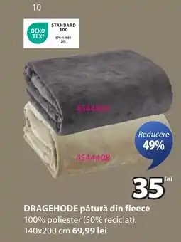 JYSK DRAGEHODE pătură din fleece Ofertă