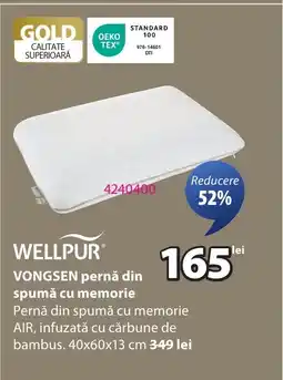 JYSK WELLPUR VONGSEN pernǎ din spumă cu memorie Ofertă