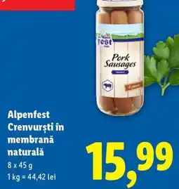 Lidl Alpenfest Crenvursti în membranǎ naturală Ofertă