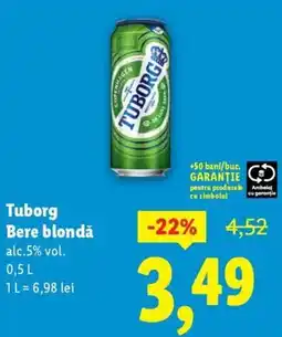 Lidl Tuborg Bere blondǎ Ofertă