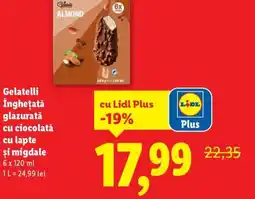 Lidl Gelatelli Îngheţată glazurată cu ciocolată cu lapte şi migdale Ofertă