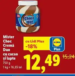 Lidl Mister Choc Cremă Duo cu cacao și lapte Ofertă