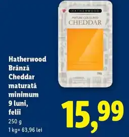 Lidl Hatherwood Brânză Cheddar maturată minimum 9 luni, felii Ofertă