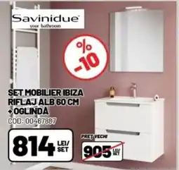 Ambient Set mobilier ibiza riflaj alb 60 cm oglinda Ofertă