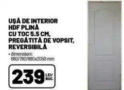 Ambient Ușă de interior hdf plină cu toc 5.5 cm, pregătită de vopsit, reversibilă Ofertă