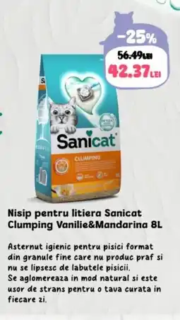 Animax Nisip pentru litiera Sanicat Clumping Vanilie&Mandarina Ofertă