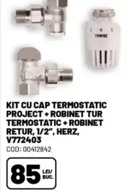 Ambient Kit cu cap termostatic project + robinet tur termostatic + robinet retur, 1/2″, herz, v772403 Ofertă