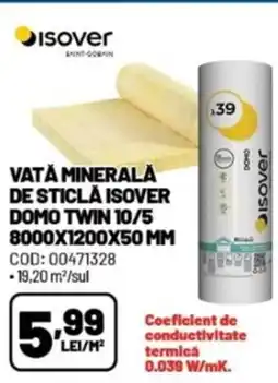 Ambient Vată minerală de sticlă isover domo twin 10/5 Ofertă