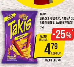 Mega Image Takis Snacks fuego, cu aromă de ardei iute și lămâie verde Ofertă