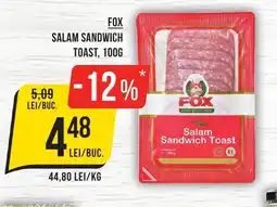 Mega Image FOX Salam sandwich toast Ofertă