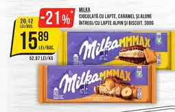 Mega Image MILKA Ciocolată cu lapte, caramel și alune întregi/cu lapte alpin și biscuit Ofertă