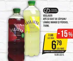 Mega Image VOSLAUER Apă cu gust de căpşuni/ oslauer lamaie/mango și piersici Ofertă