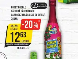 Mega Image ROBBY BUBBLE Băutură răcoritoare carbogazoasă cu suc de cireșe Ofertă