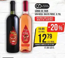 Mega Image SÂNGE DE TAUR Vin roşu, dulce/rose Ofertă