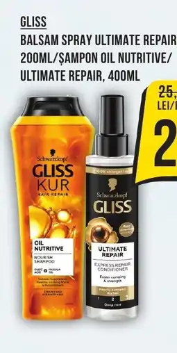 Mega Image GLISS Balsam spray ultimate repair, sampon oil nutritive/ ultimate repair Ofertă
