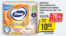 Mega Image ZEWA Deluxe Hârtie igienică deluxe cashmere peach/camomile comfort/delicate care Ofertă