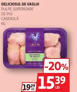 Auchan Deliciosul de vaslui pulpe superioare de pui caserolă Ofertă