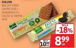 Auchan Gullon biscuiți fără zahăr/ sandwich cu cacao şi cremă Ofertă