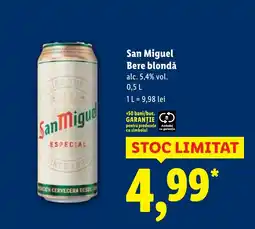 Lidl San Miguel Bere blondă Ofertă