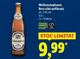 Lidl Weihenstephaner Bere albă nefiltratǎ Ofertă