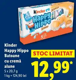 Lidl Kinder Happy Hippo Batoane cu cremă alune Ofertă
