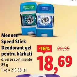 Lidl Mennen Speed Stick Deodorant gel pentru bărbați Ofertă