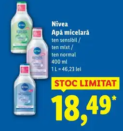 Lidl Nivea Apă micelarǎ ten sensibil / ten mixt/ ten normal Ofertă