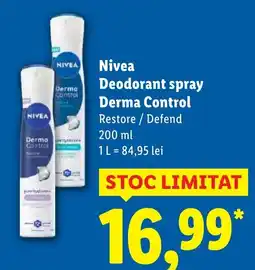 Lidl Nivea Deodorant spray Derma Control Ofertă