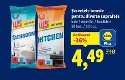 Lidl W5 Şerveţele umede pentru diverse suprafeţe Ofertă