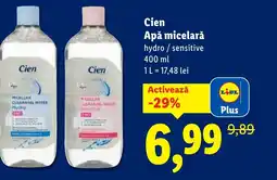 Lidl Cien Apă micelară hydro / sensitive Ofertă