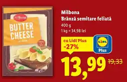Lidl Milbona Brânză semitare feliată Ofertă