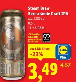 Lidl Steam Brew Bere arǎmie Craft IPA Ofertă
