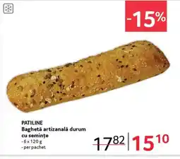 Selgros PATILINE Baghetǎ artizanalǎ durum cu semințe Ofertă