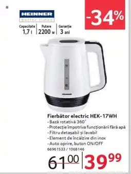 Selgros HEINNER Fierbător electric HEK-17WH Ofertă
