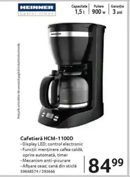 Selgros HEINNER Cafetieră HCM-1100D Ofertă