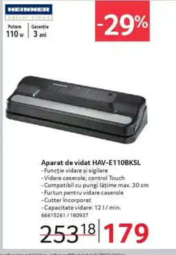 Selgros HEINNER Aparat de vidat HAV-E110BKSL Ofertă