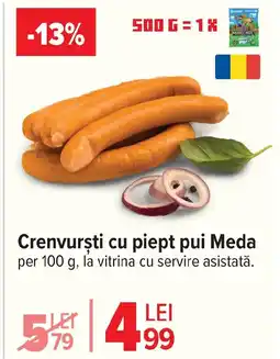 Carrefour Crenvursti cu piept pui Meda Ofertă
