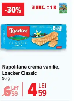 Carrefour Napolitane crema vanilie, Loacker Classic Ofertă