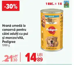 Carrefour Hrană umedă la conservă pentru câini adulți cu pui şi morcov/vită, Pedigree Ofertă