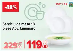 Carrefour Serviciu de masa 18 piese Apy, Luminarc Ofertă
