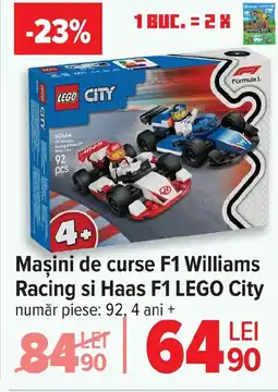 Carrefour Maşini de curse F1 Williams Racing si Haas F1 LEGO City Ofertă