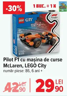 Carrefour Pilot F1 cu maşina de curse McLaren, LEGO City Ofertă