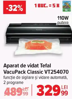 Carrefour Aparat de vidat Tefal VacuPack Classic VT254070 Ofertă