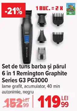 Carrefour Set de tuns barba şi părul 6 în 1 Remington Graphite Series G3 PG3000 Ofertă