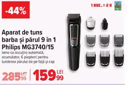 Carrefour Aparat de tuns barba şi părul 9 în 1 Philips MG3740/15 Ofertă