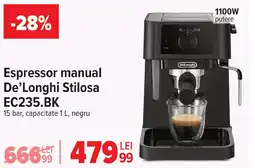 Carrefour Espressor manual De'Longhi Stilosa EC235.BK Ofertă