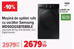Carrefour Maşină de spălat rufe cu uscător Samsung WD90DG5B15BBLE Ofertă