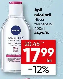 PROFI Apă micelarǎ Nivea ten sensibil Ofertă