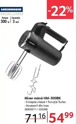 Selgros HEINNER Mixer mână HM-300BK Ofertă