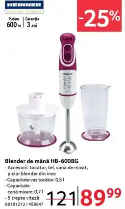 Selgros HEINNER Blender de mână HB-600BG Ofertă